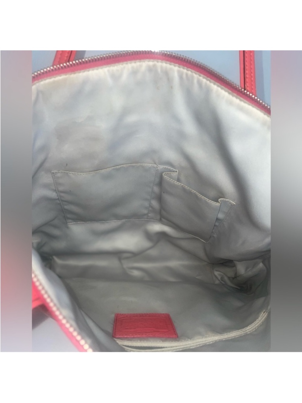 Coach Red Leather Embossed Logo Tote - Picture 12 of 14